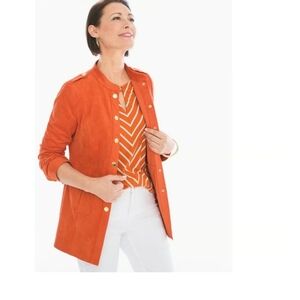 Chicos Faux-Suede Utility Jacket